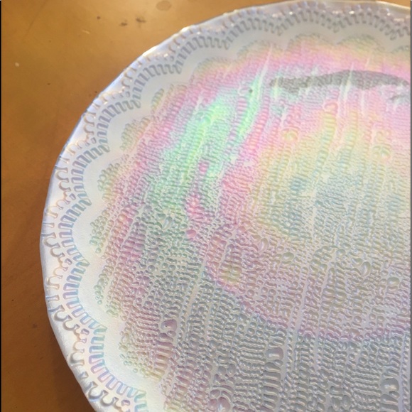 Glass Platter Tray Iridescent 13”x13” NEW - Picture 2 of 5